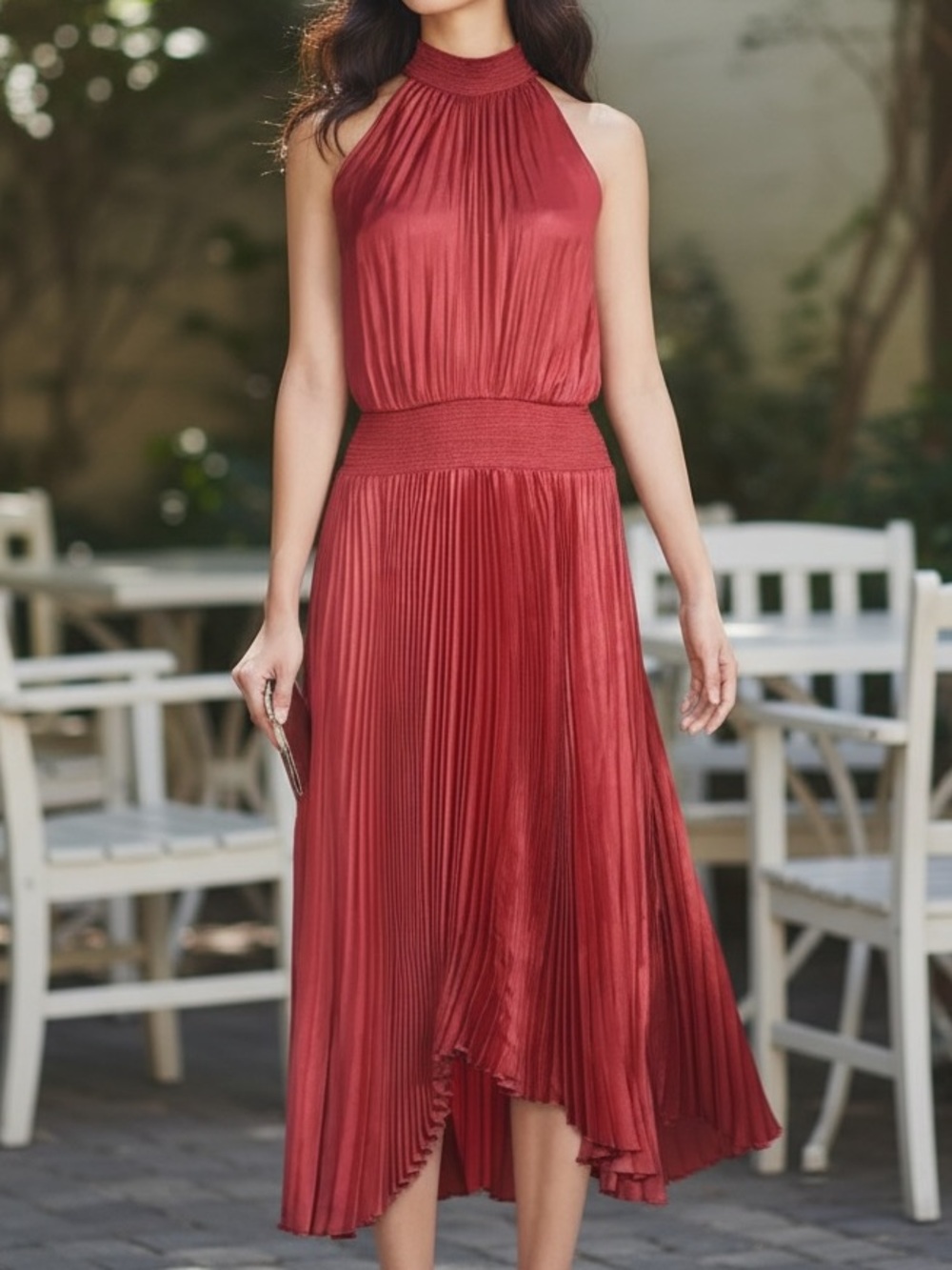 Elie Tahari Pleated Midi Dress Highland Rose